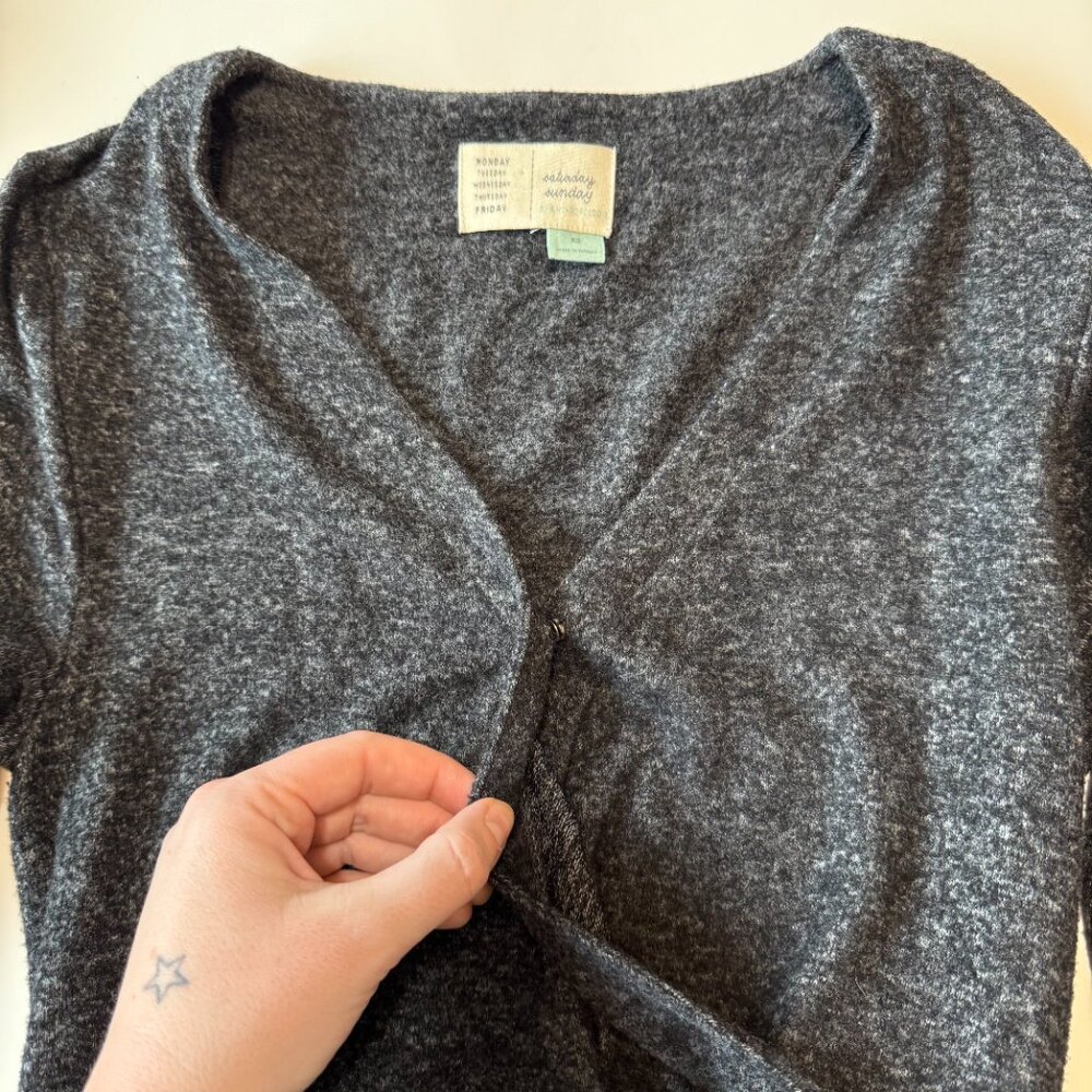 Anthropologie Saturday Sunday Long-Sleeve Cloud Fleece Belted Faux Wrap Dress XS - Picture 4 of 8